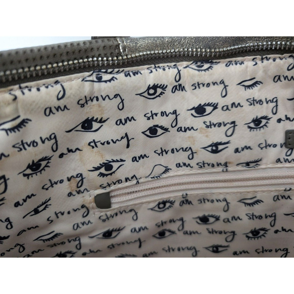 STELLA & DOT Bleecker Tote Handbag Metallic Tan Gold Leather Large Purse - Picture 10 of 13